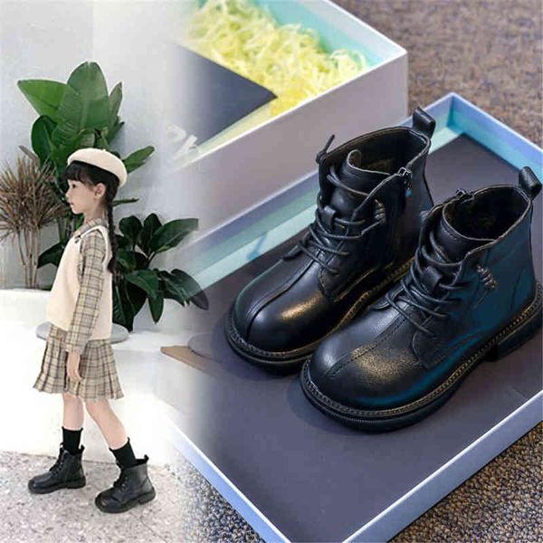 

winter plus velvet warm leather martin boots, big children' zipper small leather boots, girls' short boots, children' shoes, Black;grey