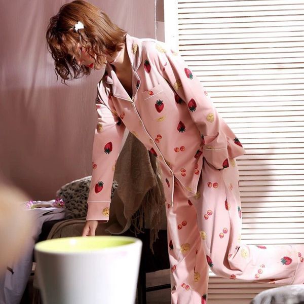 

women soft 100% cotton pajamas korean pj long sleeves pijama button-down spring sleepwear set ladies bedgown nighties for women, Black;red