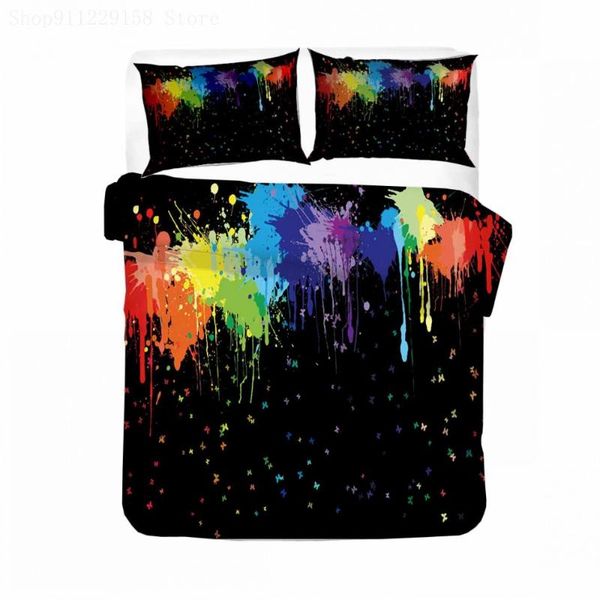 

bedding sets 2/3pcs set black and color abstract art pattern duvet cover comforter quilt for bed  king size home textile