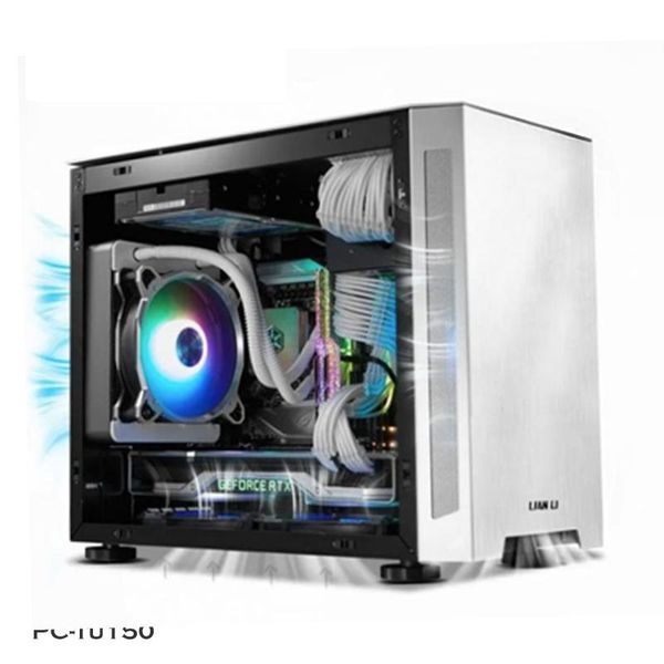 

lianli-tu150 mini itx computer mod case, transparent water cooling sides chassis,argb sync front panel fans & coolings