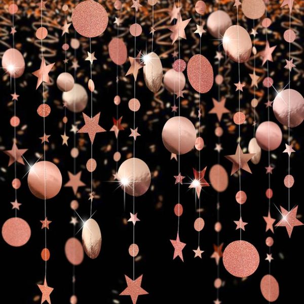 

party decoration 4m mirror paper star round gold garland flash banner happy birthday wedding favor baby shower curtain supplies