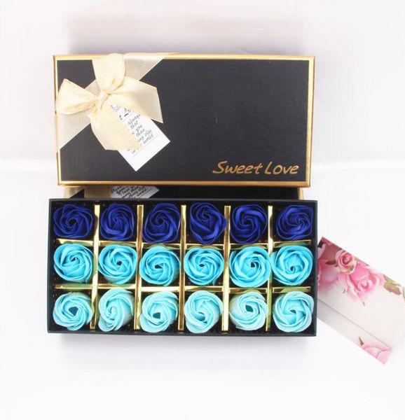 

wedding favors artificial flower 18pcs/set colorful soap rose flower petal gift box