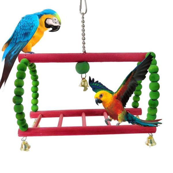 

other bird supplies pet parrot wooden climbing bell swing ladder hanging cage play chew toy