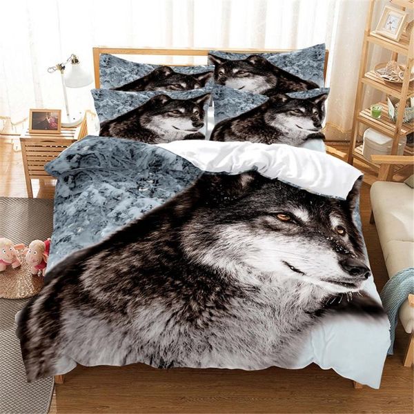 

bedding sets 3d wolf set  duvet cover bed cotton bedroom