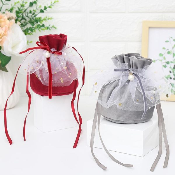

gift wrap velvet drawstring pearl lace wedding candy bag chocolate for birthday party kids sachet decoration accessories