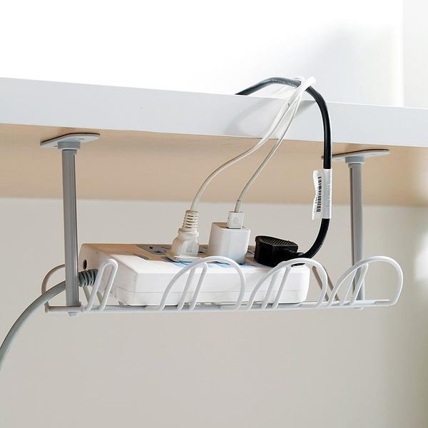

hooks & rails under table storage rack cable shelf bottom socket holder hanging line finishing home office desk wire organizer