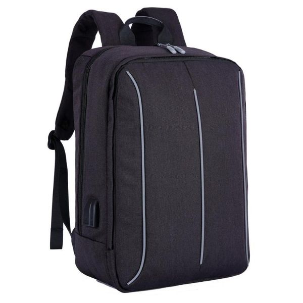 

backpack xqxa design front layer removable 17 inches lapbag women & men's business travel satchel color black and grey