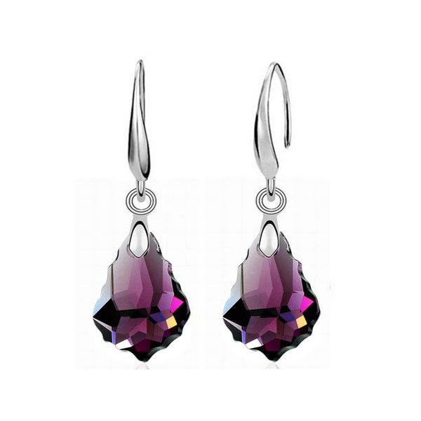 

silver color purple blue green colourful crystal drop earrings for girls women's gift jewelry wholesale dangle & chandelier