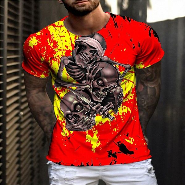 

men's t shirt 3d print graphic prints skull skeleton crew neck daily holiday print short sleeve casual designer big and tall red a4af#, White;black