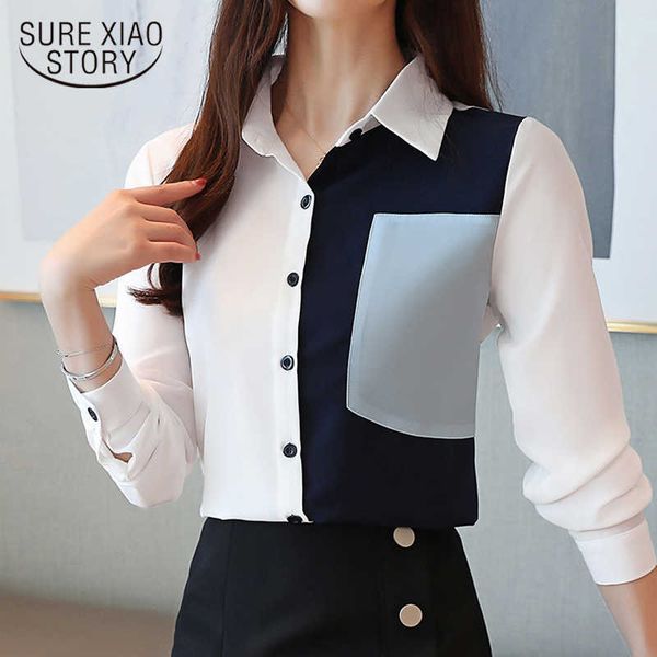 

spring long sleeve chiffon striped blouse women ol cardigan women shirt women clothes chemisier femme 7089 50 210527, White