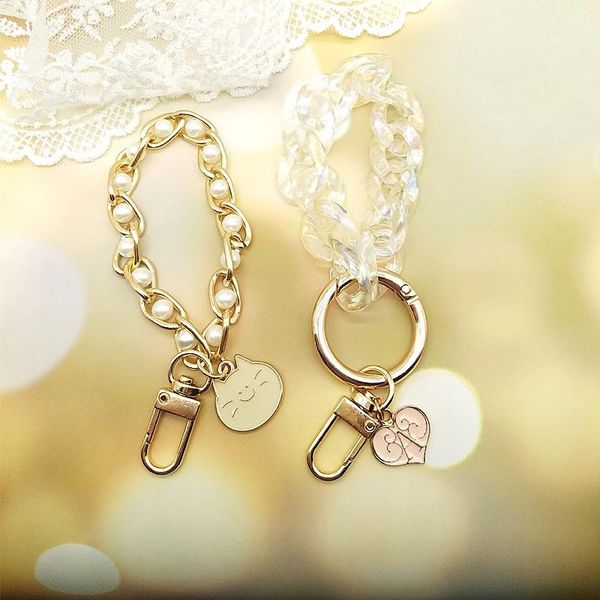 

keychains cute imitation pearl keychain car tote bag charm jewelry bow fashion, Silver