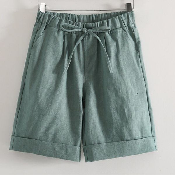 

women's shorts casual capris summer cotton and hemp loose straight high waist big size pants, White;black