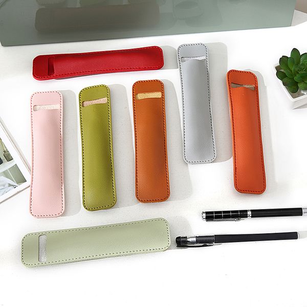 

leather pencil bags single pen package bag case holder protective sleeve cover for students