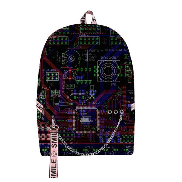 

backpack 2021 casual electronic chip schoolbag men/women shoulder travel bag print hip hop teenage girls