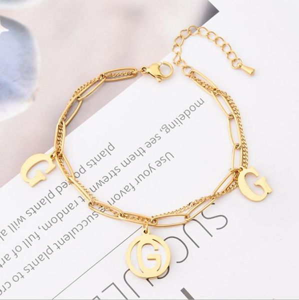 

link, chain letter g pendant bracelet jewelry for women, Black