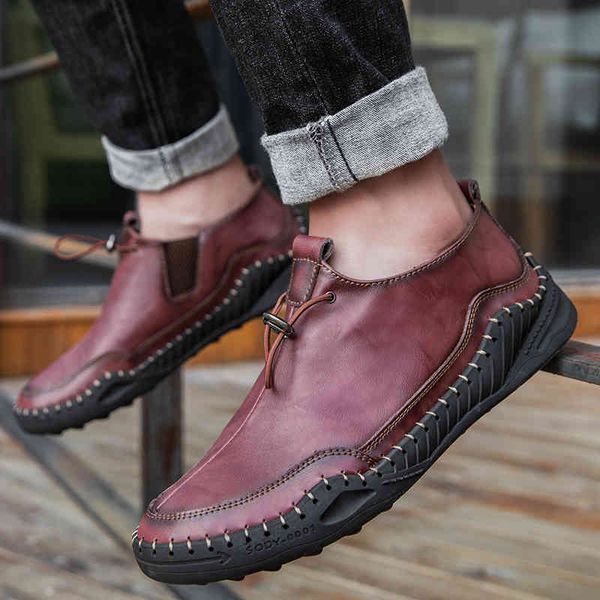 

dress shoes 2021 men comfortable 's casual breathable loafers genuine leather sneakers moccasins slip on 838w, Black