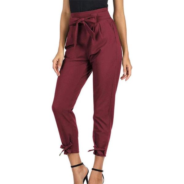 

women's pants & capris womens casual high waist pencil with bow-button pockets for work, Black;white