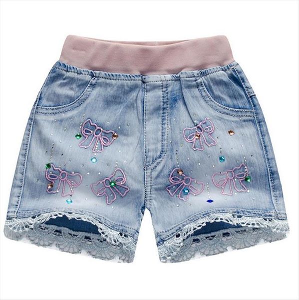 

fashion kid girl jeans short pants cartoon girls shorts summer kids children denim trousers 3 13y, Black