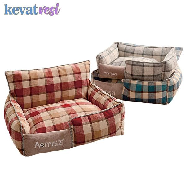

kennels & pens summer dog bed washable pet mat cotton linen kennel waterproof sleeping sofa house small medium large beds