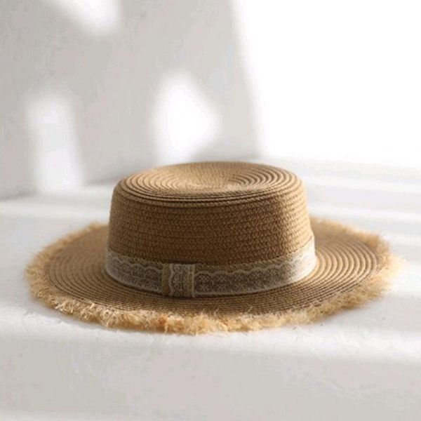 

wide brim hats flat women's summer hat hand woven straw bow female caps foldable fashion beach cap chapeau femme wholesale, Blue;gray