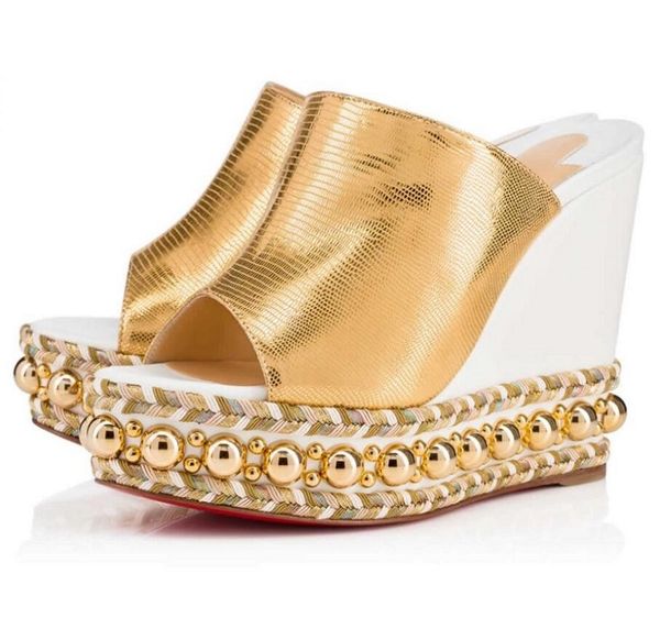 

summer women red bottom janibasse wedges sandals lady wedge heels slip on slipper beach slides sandalias women's comfort walking shoes, Black