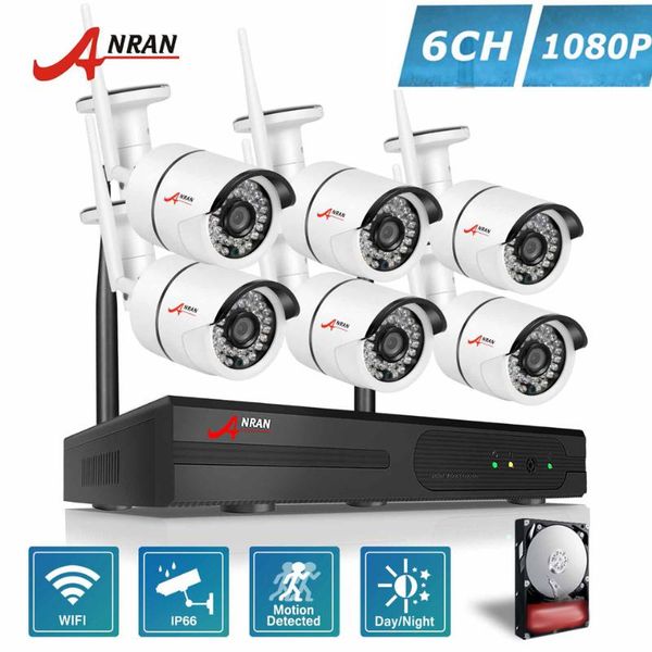 

wifi 8ch nvr kit security system 6pcs 2.0mp outdoor 36 ir network ip wireless cameras hard drive cctv systems