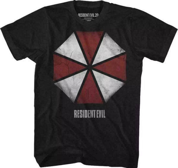 

RESIDENT EVIL Big Umbrella T Shirt Licensed Video Gaming Tee Black, White;black