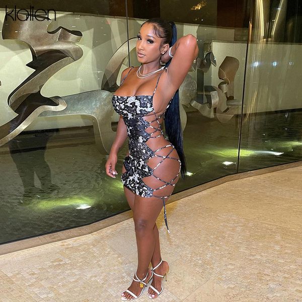 

women hollow out bandage strap mini dress y2k casual beach street clubwear print skinny stretch summer new, Black;gray