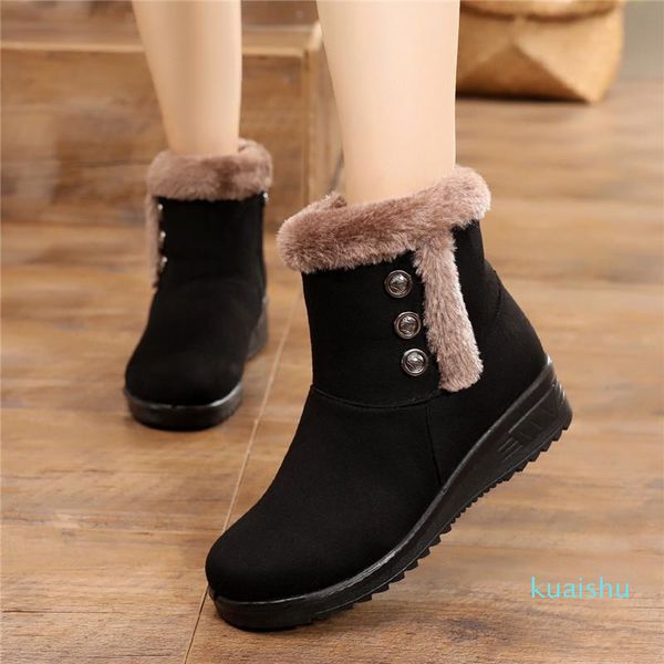 

boots women's rubber zipper female shoes plush winter footwear flat heel round toe australia clogs platform rain ladies fur low, Black