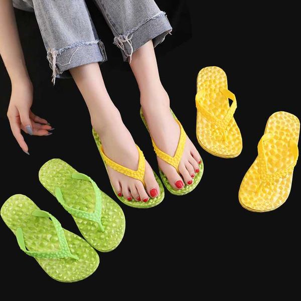 

summer massage flip flops non-slip flat comfortable ladies slippers, Black