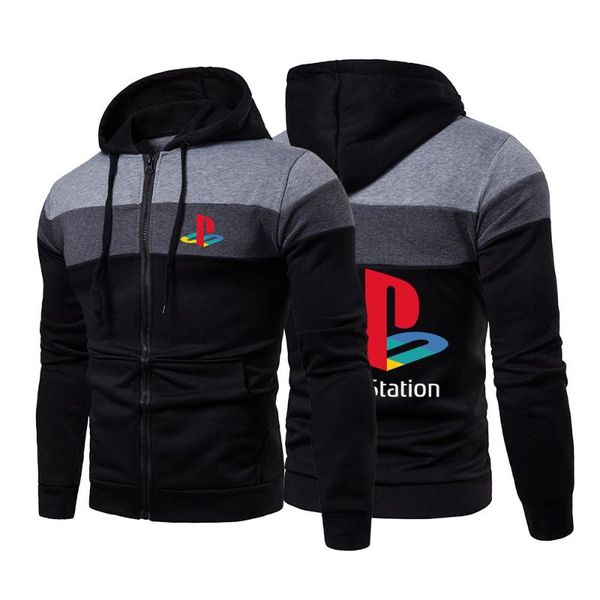 

men's hoodies & sweatshirts 2021 playstation logo spring autumn men wild warm fashion harajuku zipper hooded style male coats selling, Black