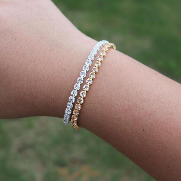 

link, chain iced out cubic zirconia bracelets gold silver color pulseira kpop jewelry hip hop crystal for women wedding gift, Black
