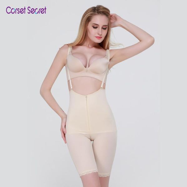 

women's shapers corset secret unique nude shapewear zipper front buopen short pants belly shaper with shoulder strap adjustable female, Black;white