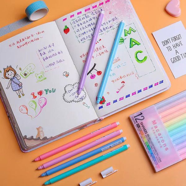 

12colors pcs gel pen set quick dry cute glitter color painting writing tool for girl kids gifts diy drawing highlighter markers pens