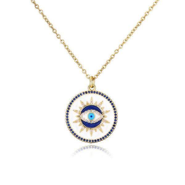 

pendant necklaces blue cubic zirconia evil eye necklace for women cz jewellery, Silver
