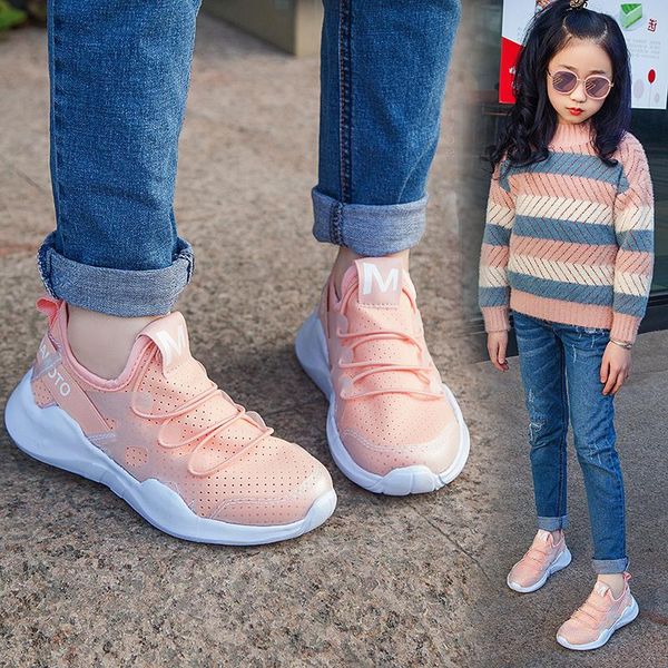 

athletic & outdoor 2021 summer children's white bottom casual sneakers lightweight breathable mesh running shoes girls non-slip sports, Black