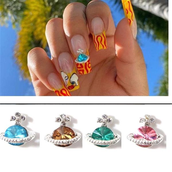 

nail art decorations 10pcs fancy 9 colors stone metal planet design rhinestones charms jewelry decoration rhinestone kit, Silver;gold