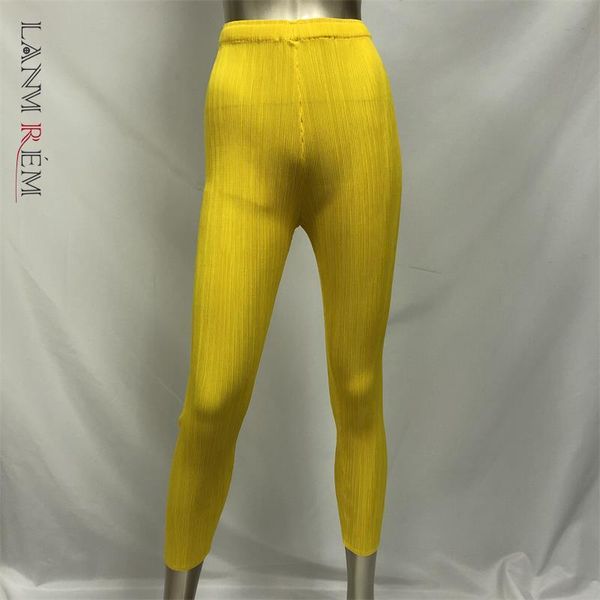 

women's pants & capris lanmrem can ship pleated trousers women clothes elastic high-luminance color self-cultivation niche yh84, Black;white