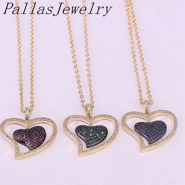 

pendant necklaces 5pcs cubic zirconia micro pave cz heart trendy jewelry necklace, Silver
