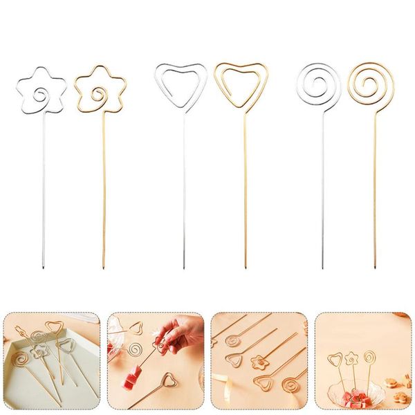 

forks 6pcs novel stainless steel fruit cocktail dressing picks (assorted color)
