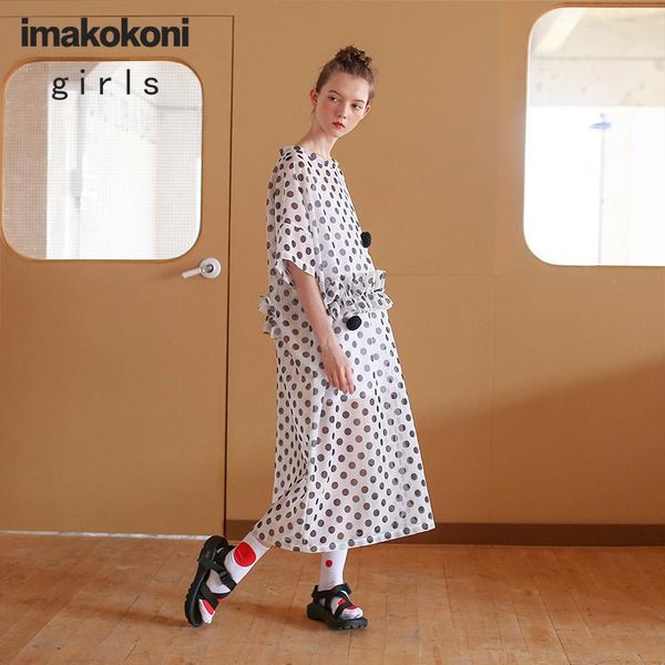 

party dresses imakokoni polka dot mesh mid-length sling dress original women's clothing design japanese breathable, White;black