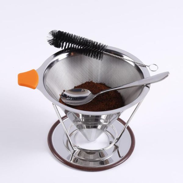

stainless steel reusable coffee filter dripper v60 drip filters coffees basket holder zm916