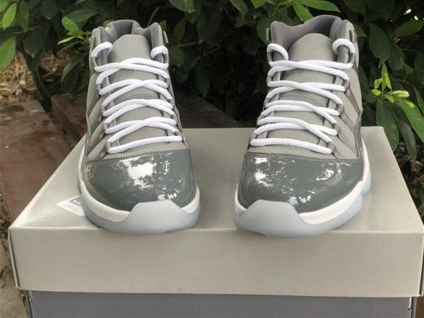 

authentic 11 cool grey sneakers medium grey white real carbon fiber 11s concord 25th anniversary retro men boots sports shoes with box, Black