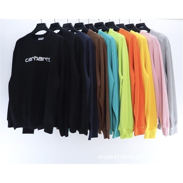 

21ss cash new khart english alphabet embroidery round neck thin terry casual sweater batch, Black