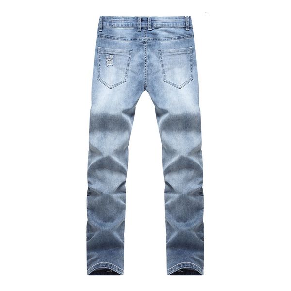 

men's pants spring new ripped jeans for men classic fashion designer denim skinny jeans men's casual slim fit trousers 3 colors vt, Black