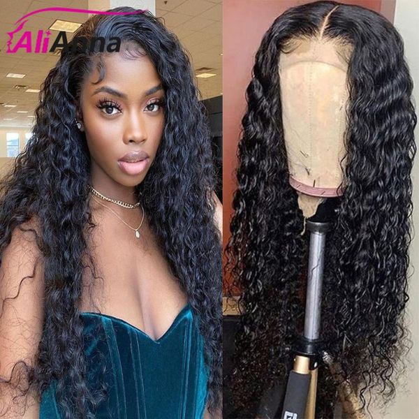 

lace wigs alianna deep wave 13x6 hd frontal wig transparent 40 inch human hair remy, Black;brown