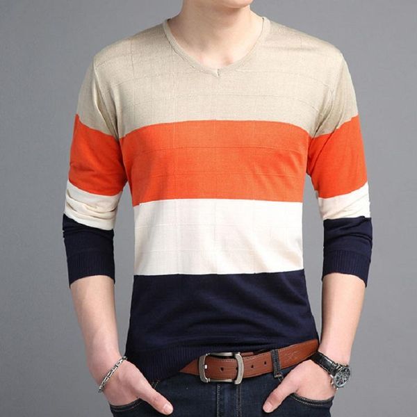 

men's vests slim fit sweater casual men autumn winter clothes male striped vintage o-neck long sleeve knit pullover clothing 2021, Black;white