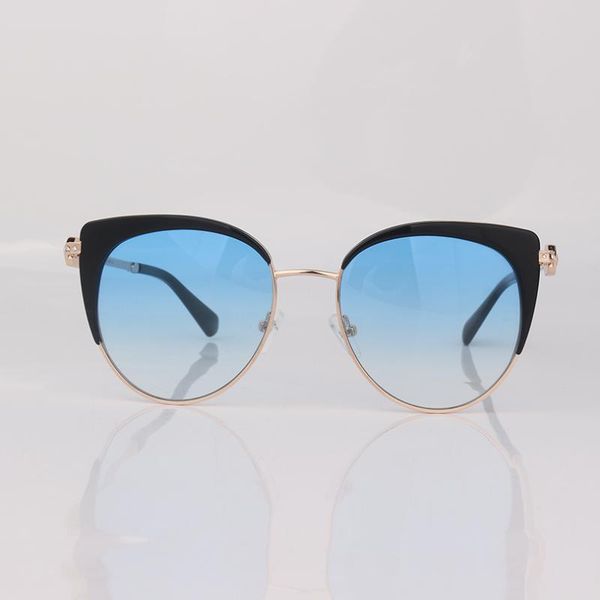 

sunglasses cat eye half frame women with crystal blue lenses, White;black