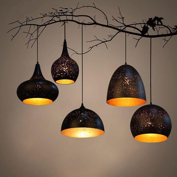 

pendant lamps retro led light black lamp shade hanging wire for loft bar restaurant corridor home interior decoration industrial