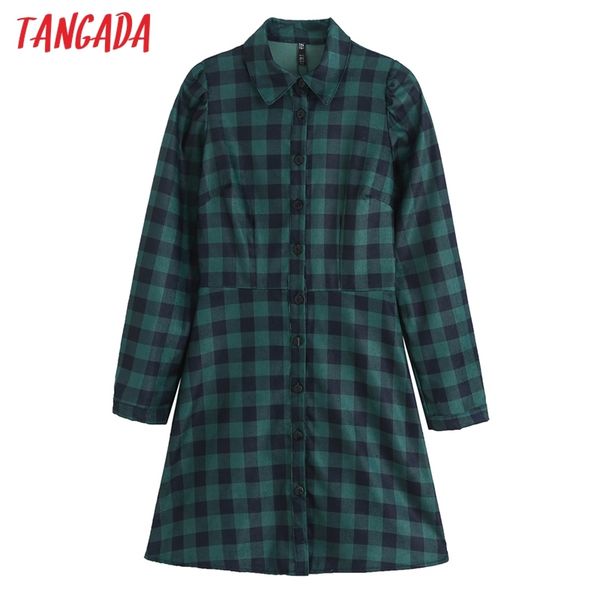 

spring women green plaid corduroy shirt long sleeve ladies mini dress vestidos 4h27 210416, Black;gray
